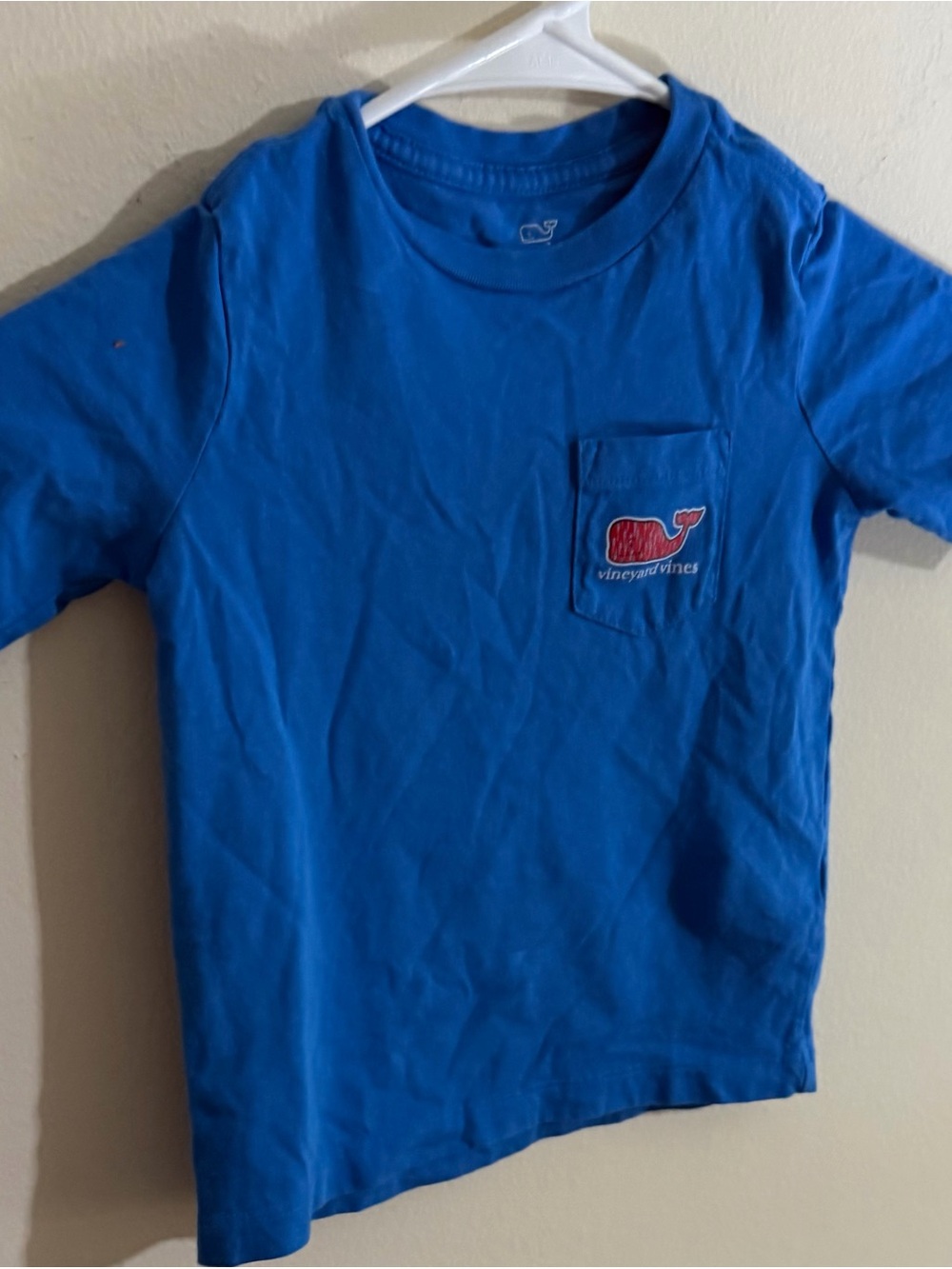 Vineyard Vines Size 3t Kids Short Sleeve Pocket Tee - Royal Blue with Red Whale